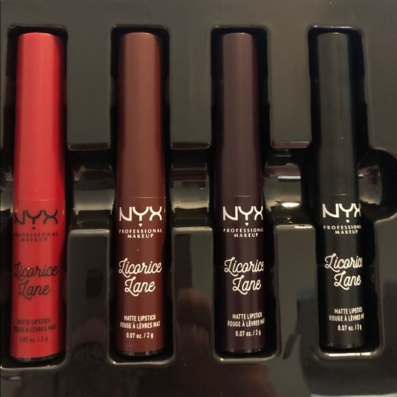 NEW NYX Professional Makeup 4-Pc. LIMITED EDITION Licorice Lane Matte Lippie Set - Picture 6 of 10